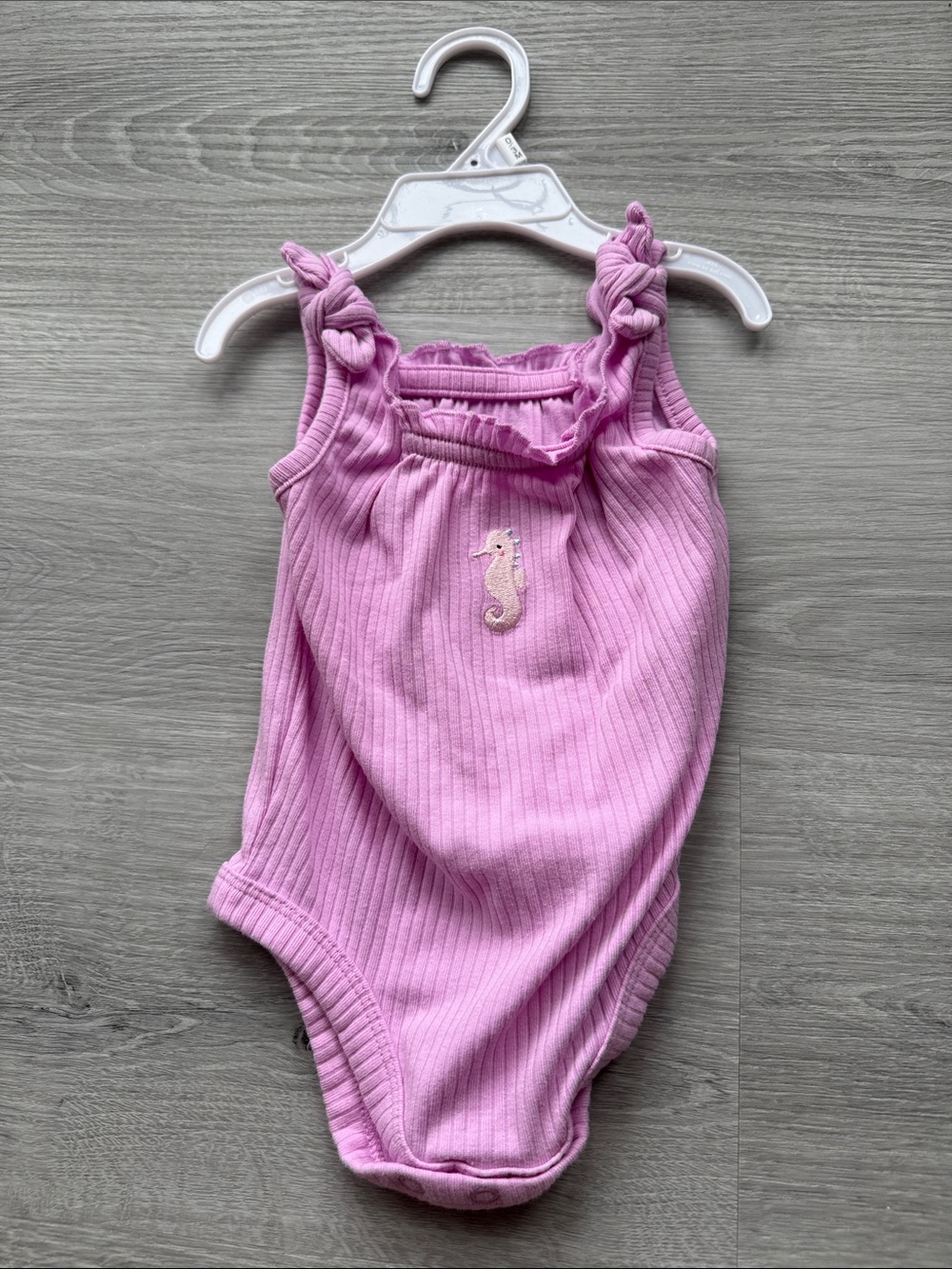 Pink Ribbed Seahorse One-Piece Swimsuit for Kids